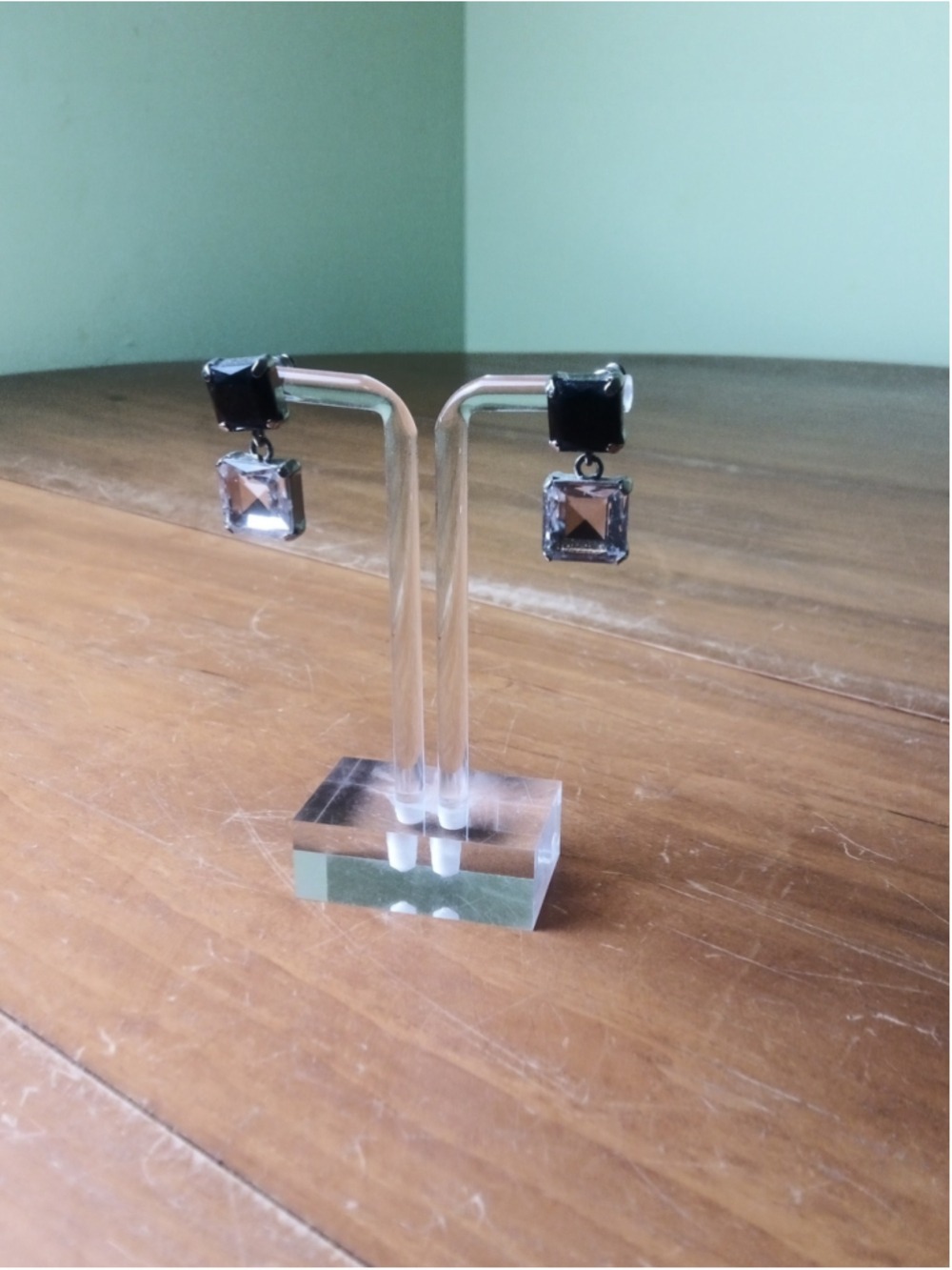 Unbranded Black Clear Square Drop Earrings Women